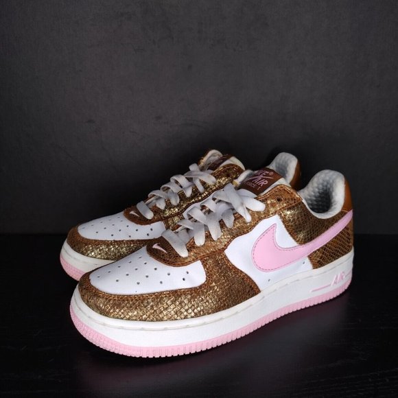 2006 Nike Air Force 1 Low Premium Snakeskin Women's Size 6.5 Hazelnut/Pink/White - Picture 2 of 6